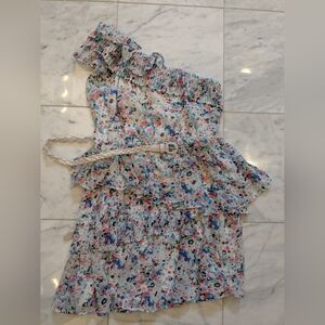 Floral One-Shoulder Junior Dress Size M